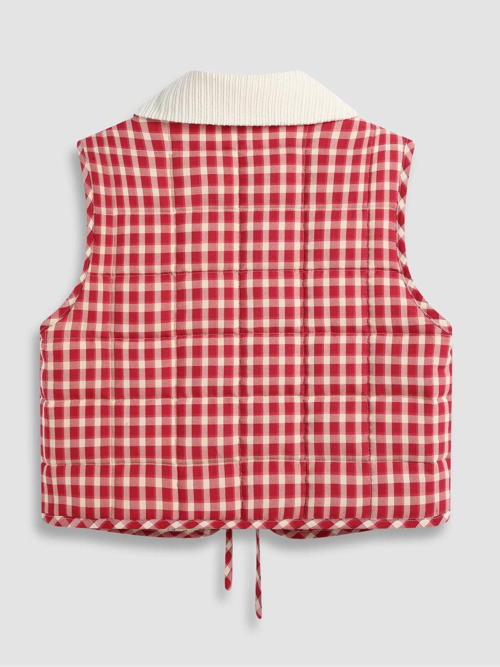 Nwt Cider Oversized Contrast Check Tie Front Bow Vest — image 7 of 8